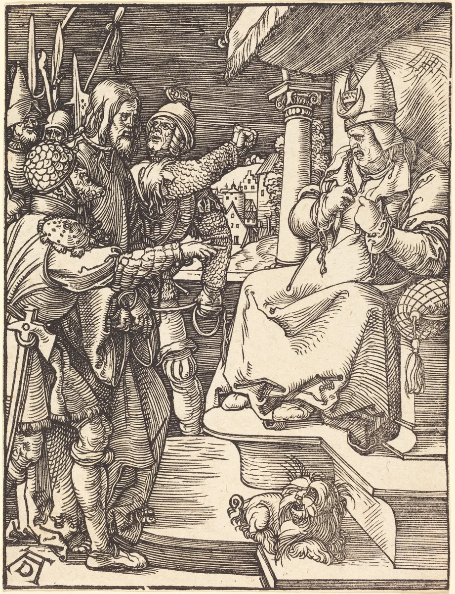 Christ before Caiaphas by Albrecht Dürer, print, 1509-1510