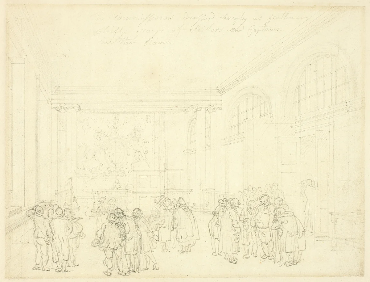Study for Excise Office, Broad Street, from Microcosm of London by Augustus Charles Pugin
Thomas Rowlandson, drawing, 1807-1810
