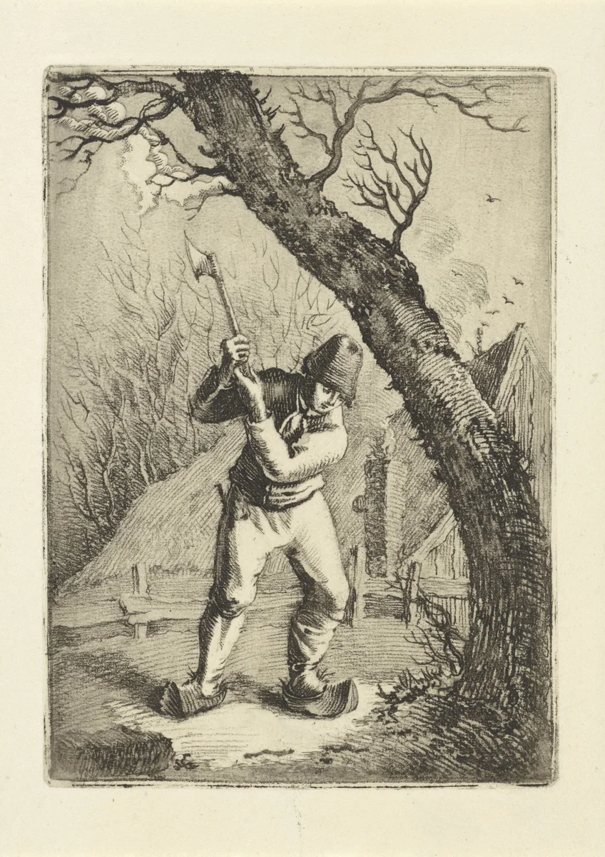 Houthakker by Adrianus Serné, print, 1783-1853