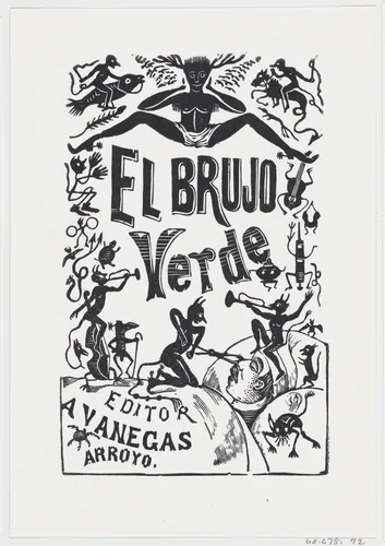 Demons troubling a sick man in bed, illustration for 'El Brujo Verde (The Green Magician)' by José Guadalupe Posada, print, 1875-1885