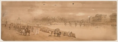 A Selection of Twenty of the Most Picturesque Views in Paris: View of Pont Neuf, and the Mint by Thomas Girtin, print, 1802