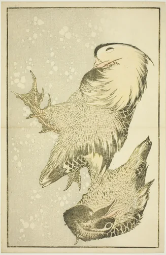 Two Waterfowl, from The Picture Book of Realistic Paintings of Hokusai (Hokusai shashin gafu) by Katsushika Hokusai (葛飾 北斎), print, 1809-1819