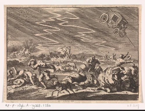 Zwaar onweer te Donsenhausen in Thuringen, 1674 by Jan Luyken, print, 1698