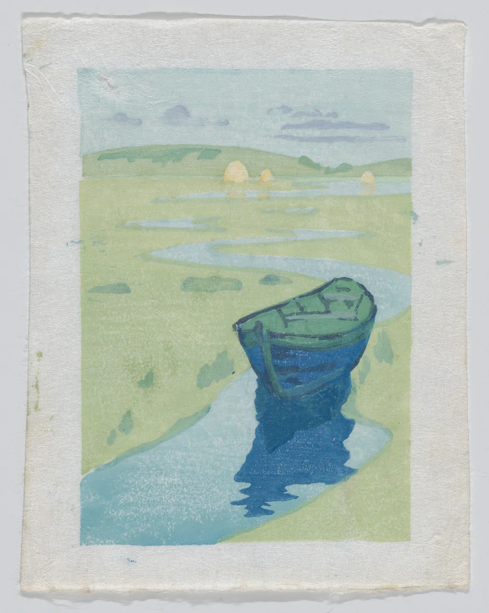 "The Derelict" or "The Lost Boat" by Arthur Wesley Dow, artwork, 1916