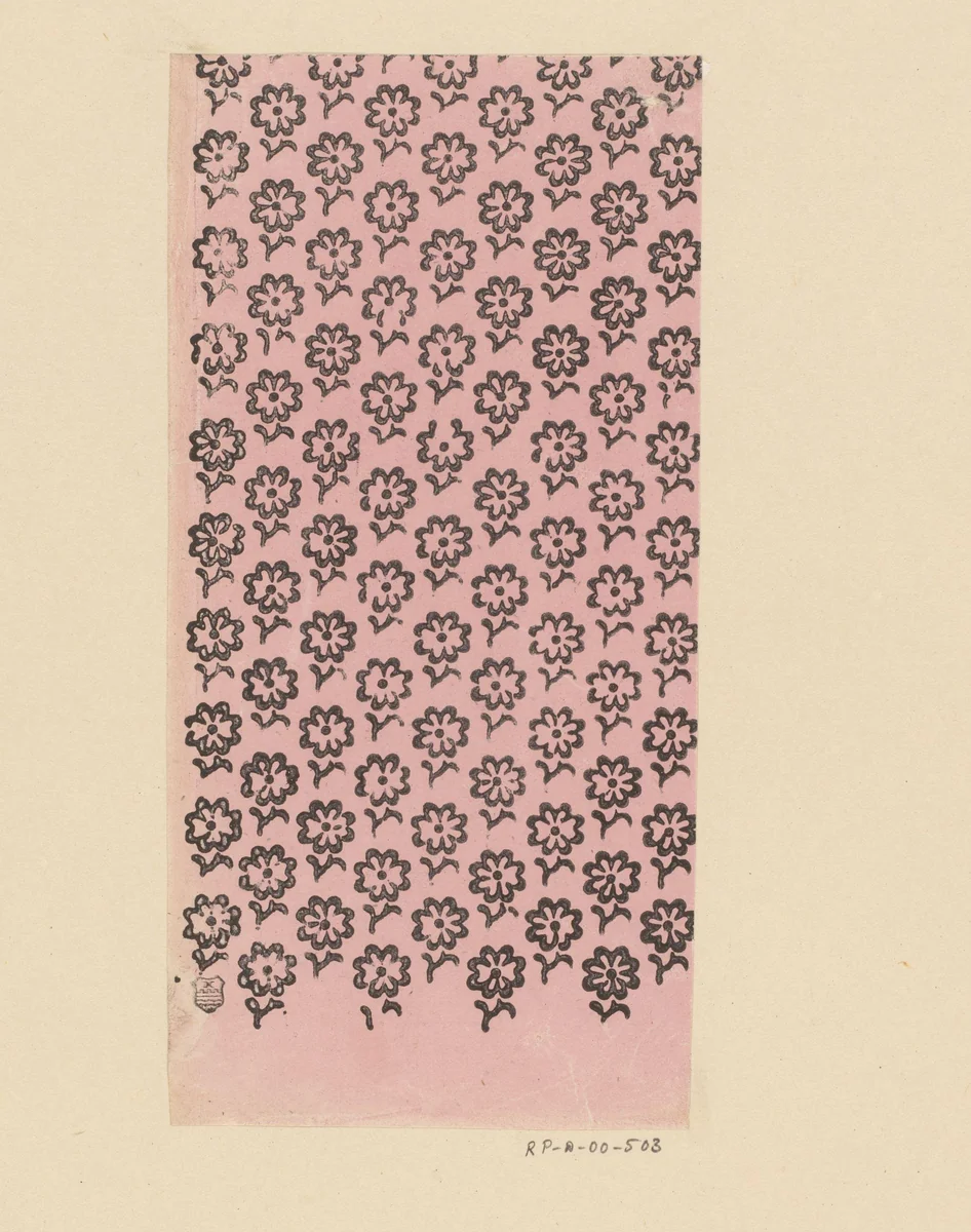 Blad met strooipatroon van bloemen by anonymous, print, 1800-1900