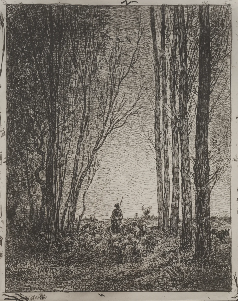 Gathering in the Flock by Charles-François Daubigny, print, 1921