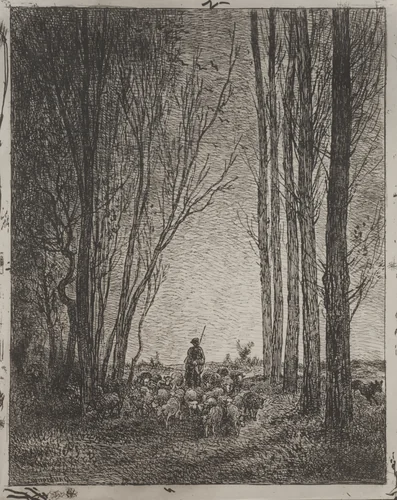 Gathering in the Flock by Charles-François Daubigny, print, 1921