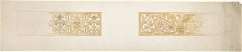 Two Rectangular Ornaments with Strapwork, Foliage and an Eagle by John Gregory Crace, drawing, 1825-1900
