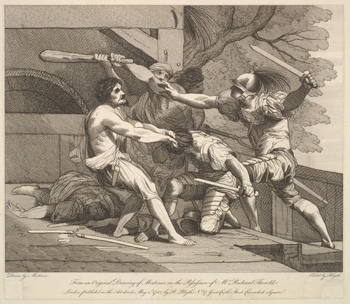 Storming a Banditti Stronghold by Robert Blyth, print, 1782