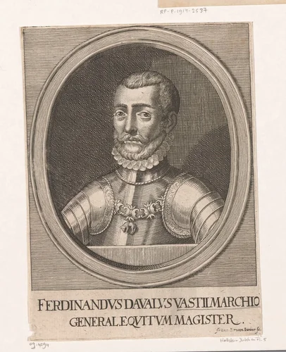 Portret van Francesco Ferdinando d'Avalos, markies van Pescara en Vasto by Unknown, print, 1589-1658