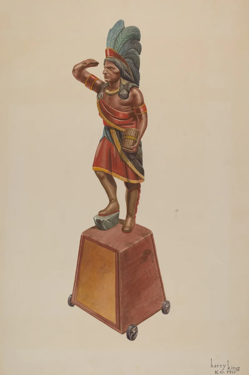 Cigar Store Indian by Harry King, index of american design, 1941