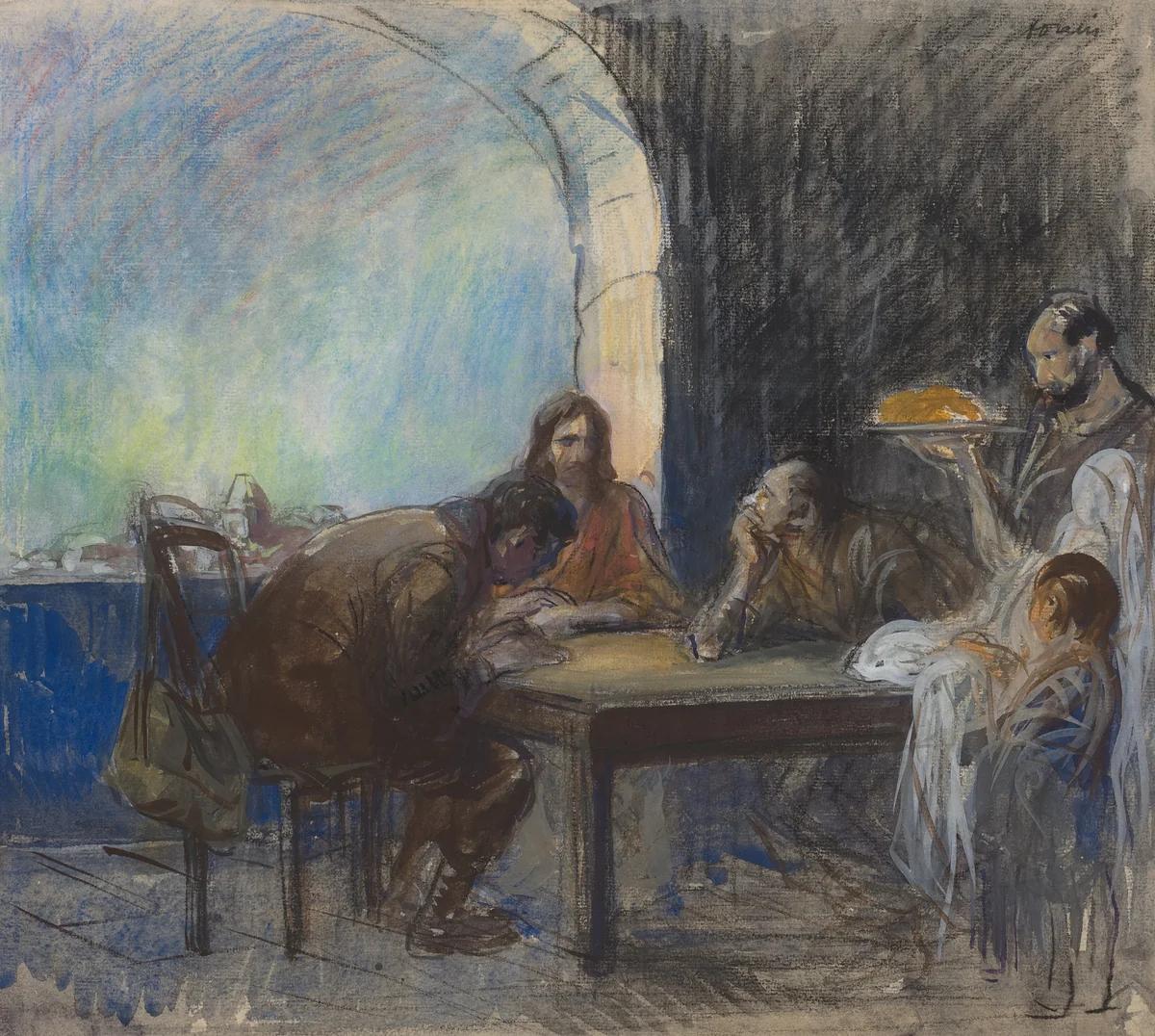The Supper at Emmaus by Jean-Louis Forain, drawing, 1912-1913