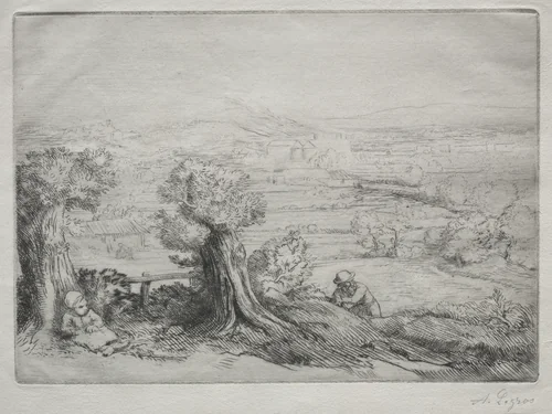 Souvenir d'un Vallée en Bourgogne by Alphonse Legros, print, 1857-1911