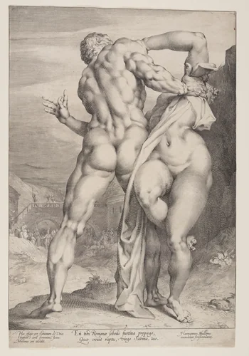 The Abduction of a Sabine Woman by Jan Harmensz. Muller, print, 1593-1603