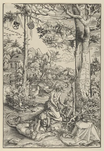 St. Jerome in the Wilderness by Lucas Cranach, print, 1509