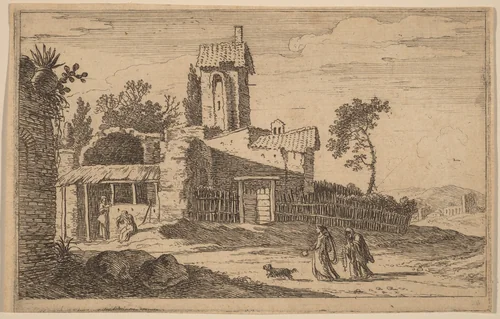 Ruined Building with a Tower by Herman van Swanevelt, print, 1600-1655