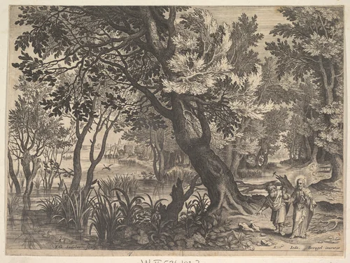 Landscape with Christ Tempted by the Devil by Aegidius Sadeler II, print, 1565-1629