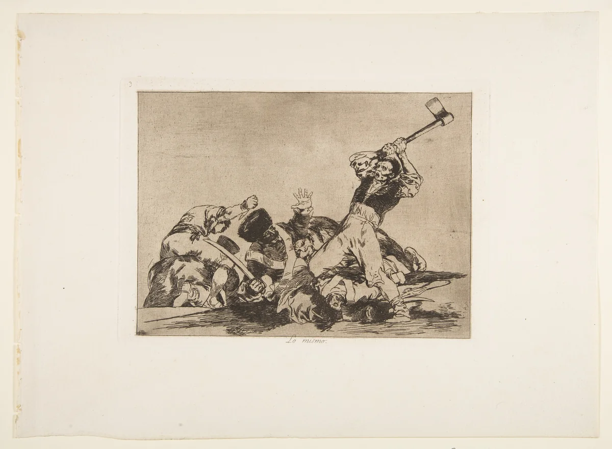 Plate 3 from "The Disasters of War" (Los Desastres de la Guerra): 'The same' (Lo mismo) by Goya, print, 1810