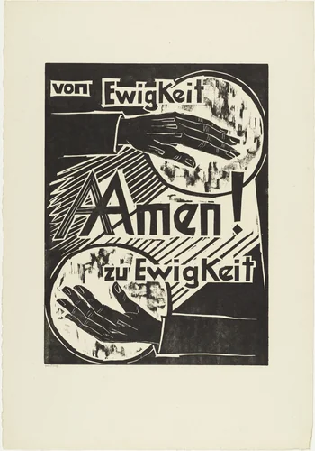 For ever / and ever / Amen (Von Ewigkeit / zu Ewigkeit / Amen) from The Lord's Prayer (Das Vater Unser) by Max Pechstein, print, 1921