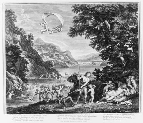 The Loves of Venus and Adonis by Francesco Albani, print, 1730-1741