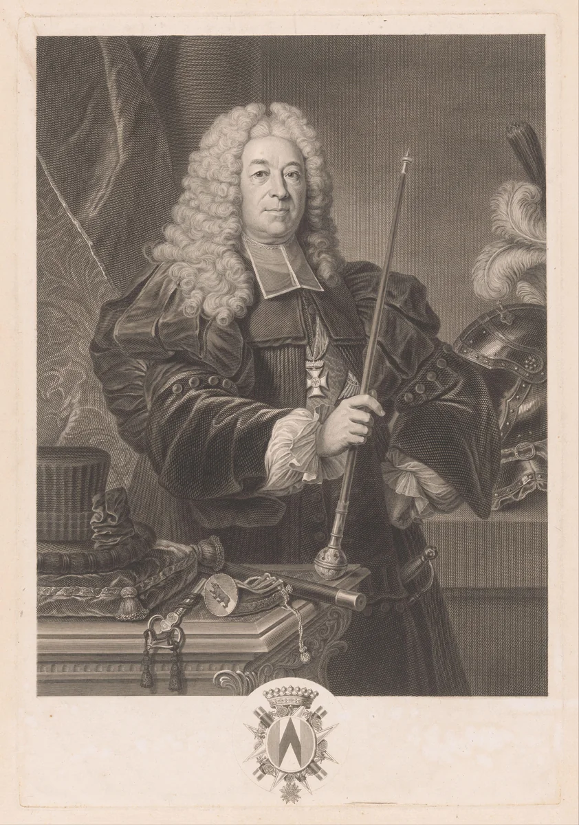 Portret van Hieronymus von Erlach by Johann Georg Wille, print, 1748-1808