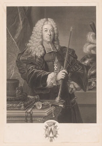 Portret van Hieronymus von Erlach by Johann Georg Wille, print, 1748-1808