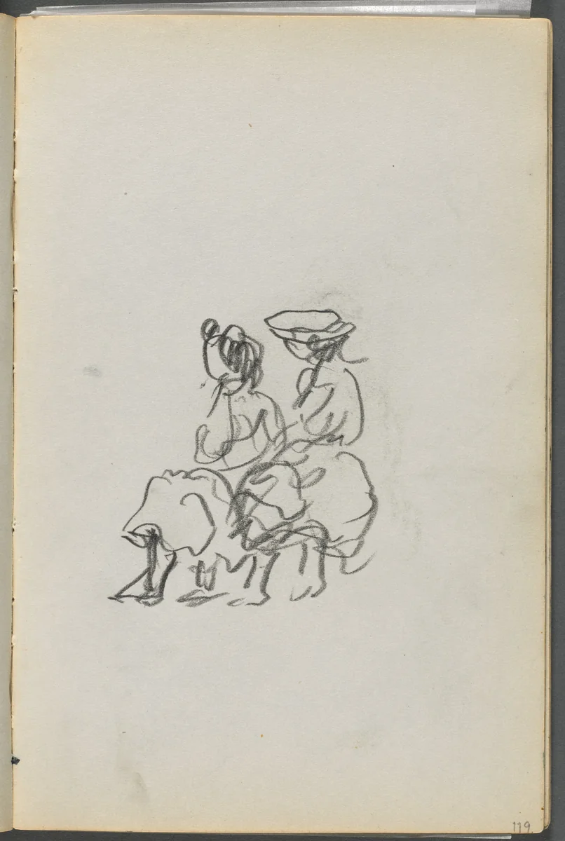 Sketchbook, The Dells, N° 127, page 119: Two Seated Figures by Maurice Prendergast, book, 1919-1921