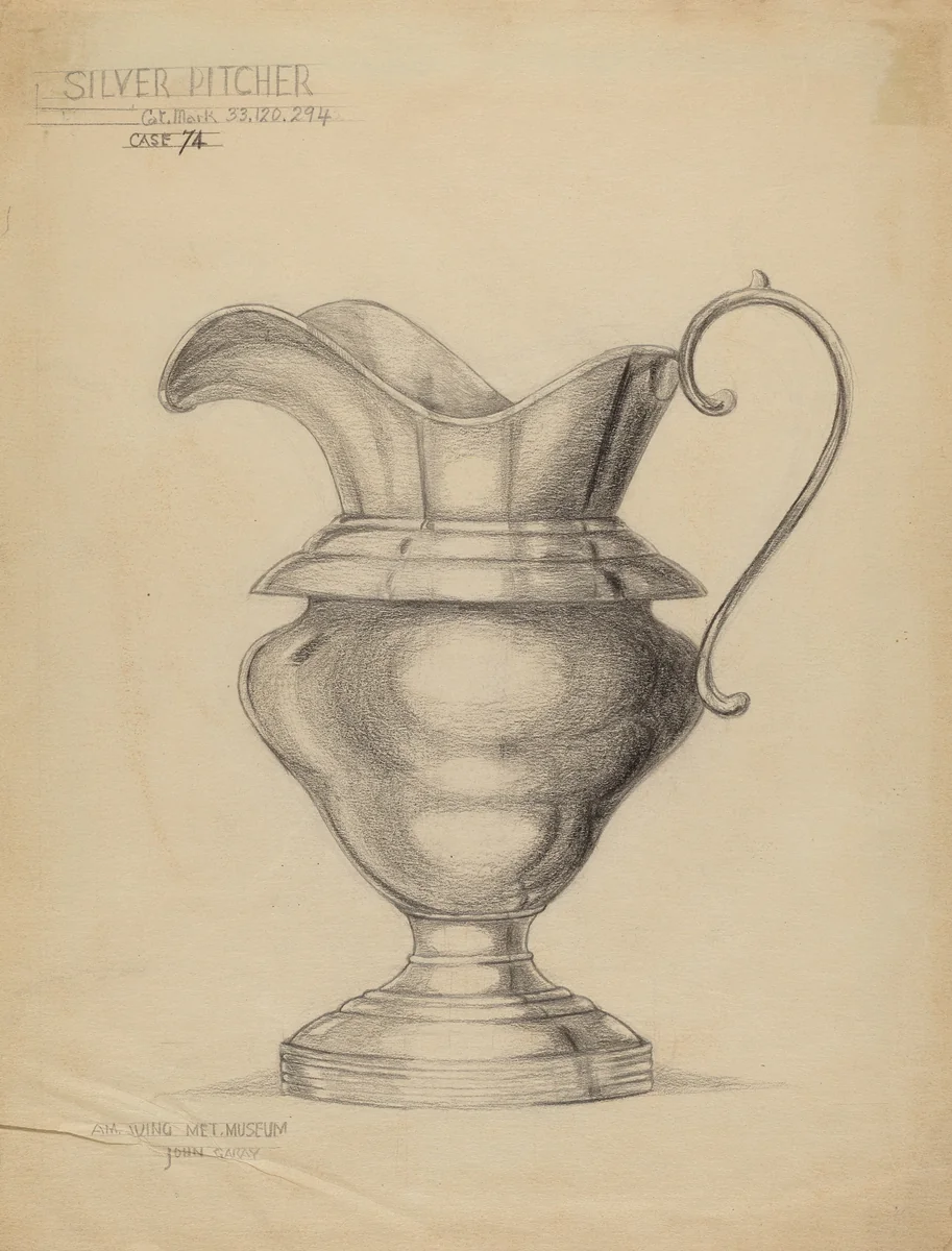 Silver Pitcher by John Garay, index of american design, 1936