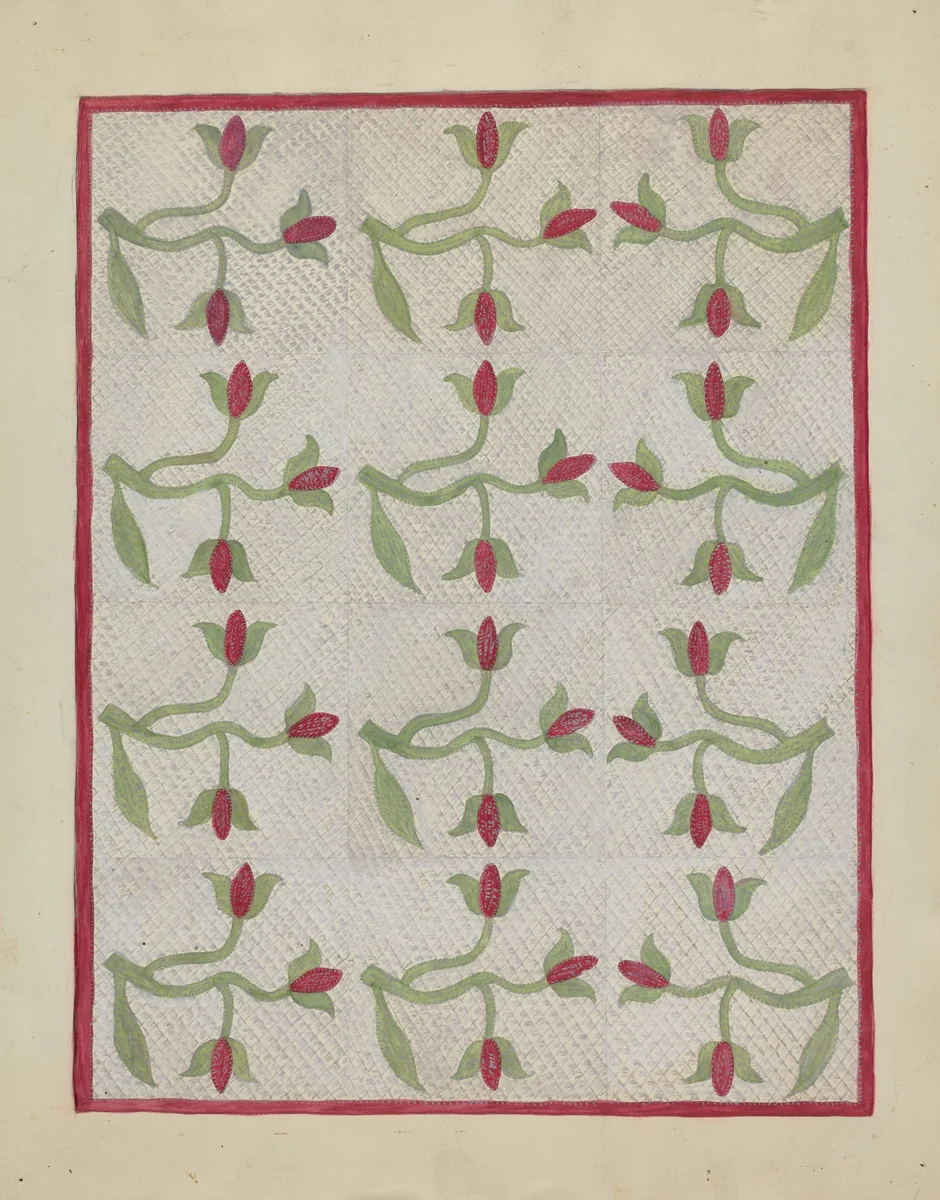 Tulip Pattern Quilt by Mabel Ritter, index of american design, 1937