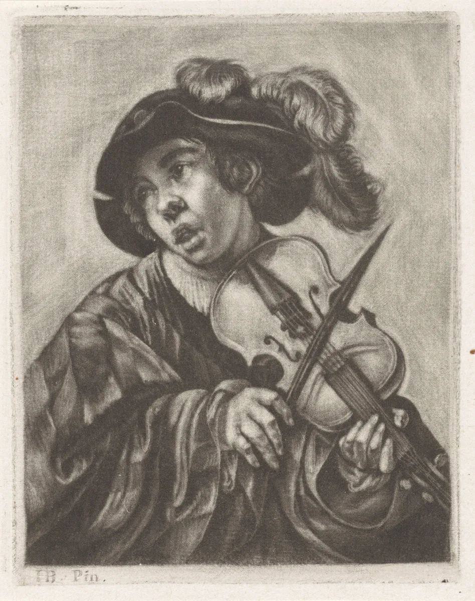 Vioolspeler by anonymous, print, 1660-1800