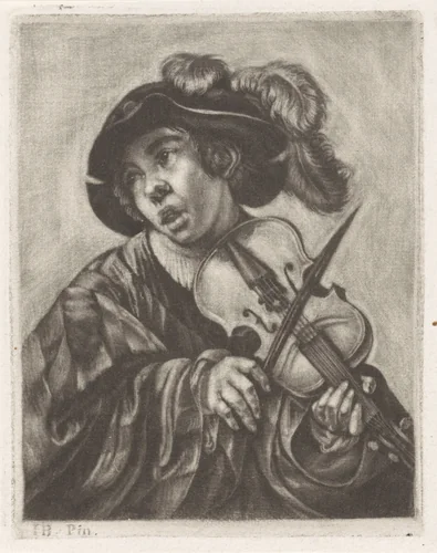 Vioolspeler by anonymous, print, 1660-1800