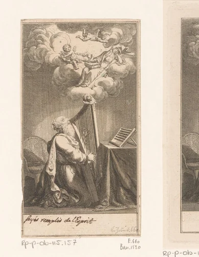 Koning David speelt op de harp by Daniel Nikolaus Chodowiecki, print, 1791