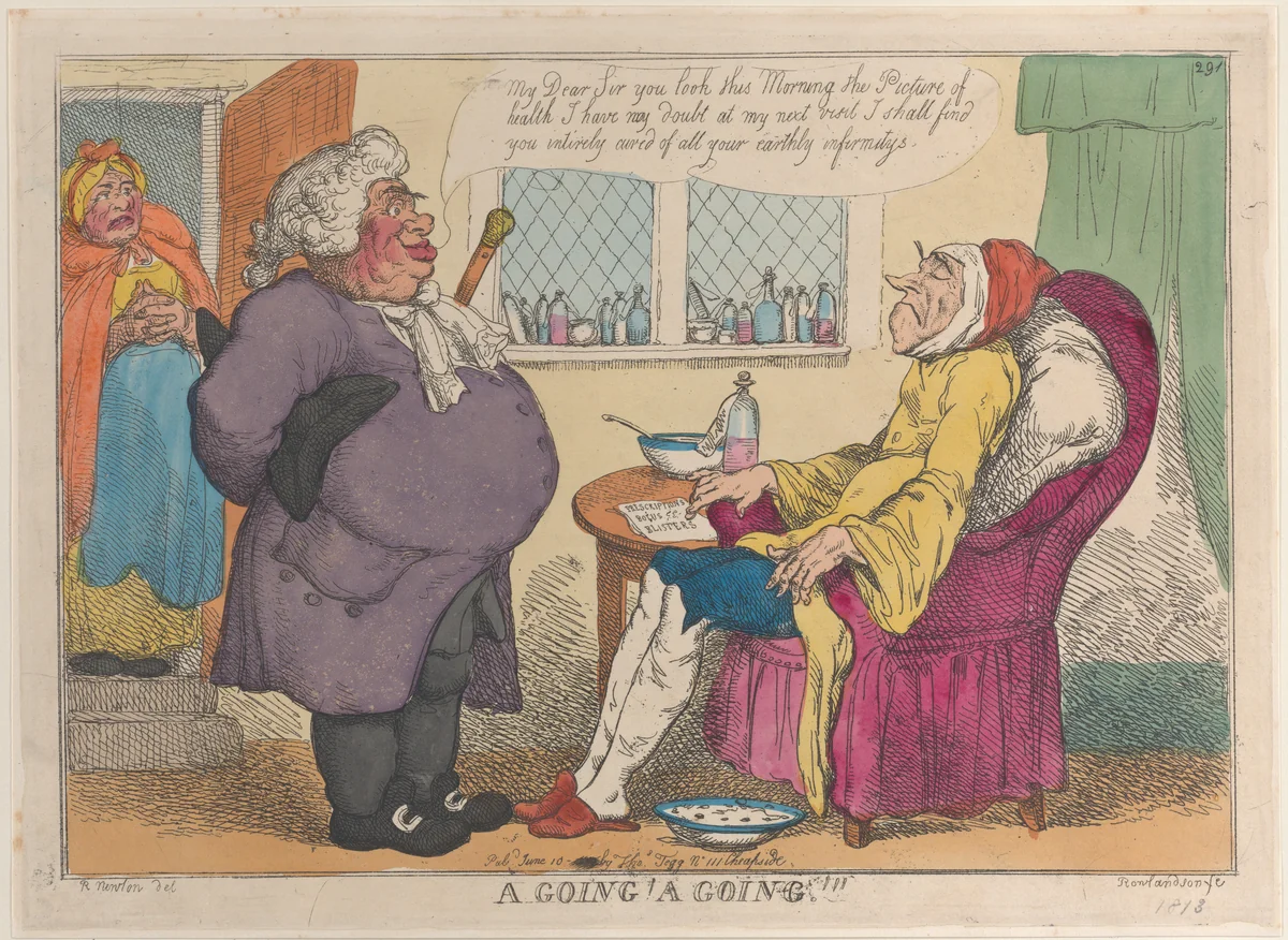 A Going! A Going!!! by Thomas Rowlandson, print, 1809-1813
