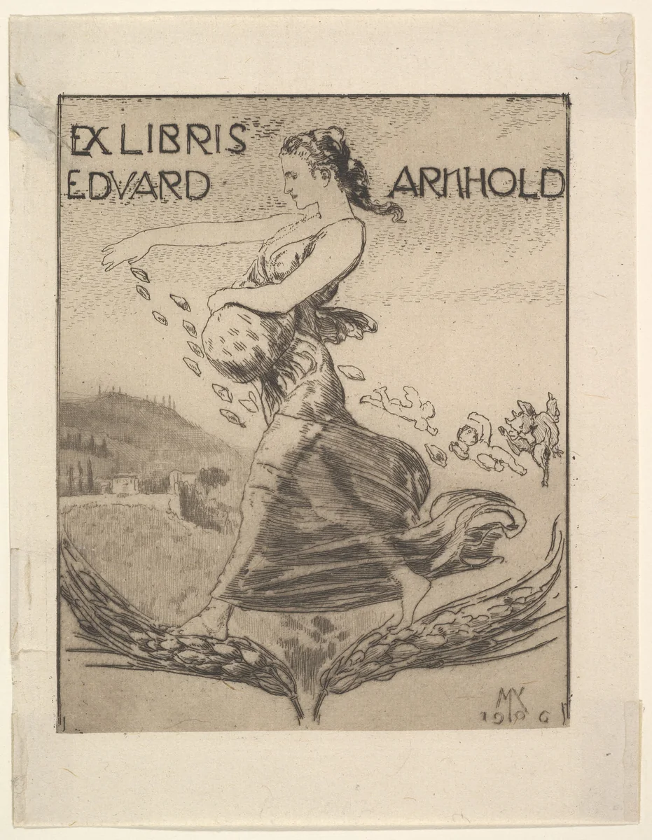 Ex Libris of Eduard Arnhold by Max Klinger, print, 1870-1920