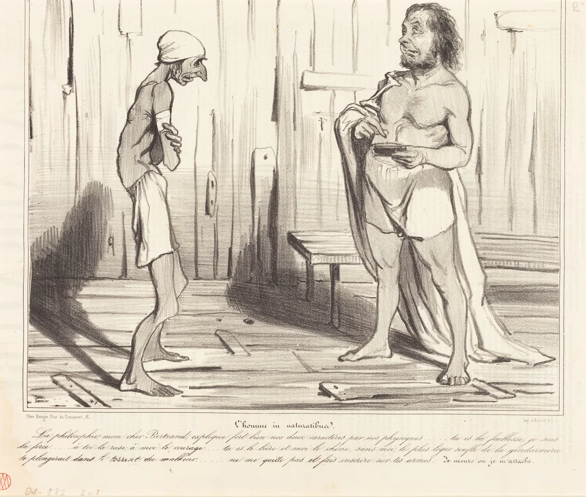 L'homme in naturalibus by Honoré Daumier, print, 1841