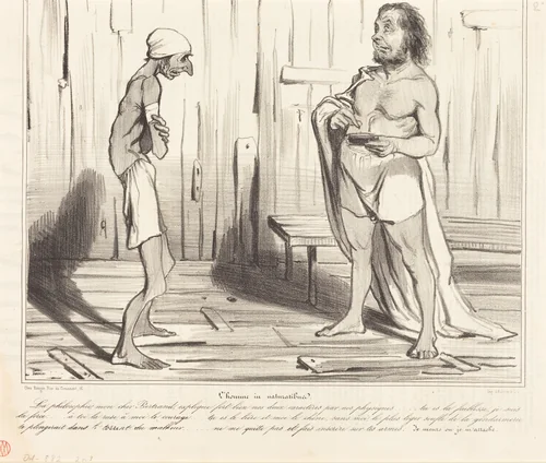 L'homme in naturalibus by Honoré Daumier, print, 1841