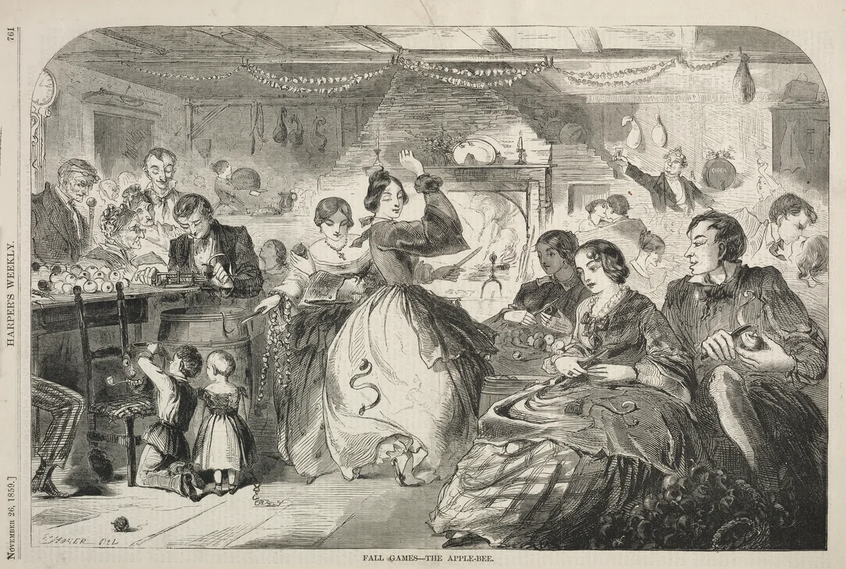 Fall Games - The Apple Bee by Winslow Homer, print, 1859