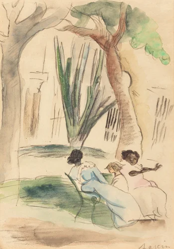 Nannies with a Child by Jules Pascin, drawing, 1917