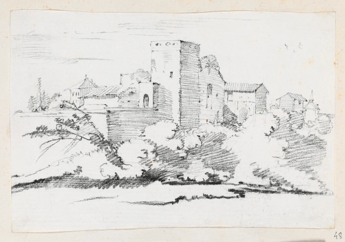 Buildings behind the Vatican by Joseph-Marie Vien, drawing, 1744-1750