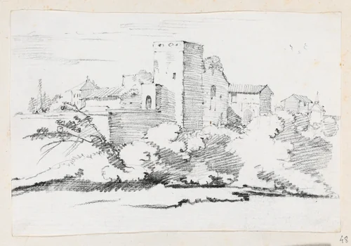 Buildings behind the Vatican by Joseph-Marie Vien, drawing, 1744-1750