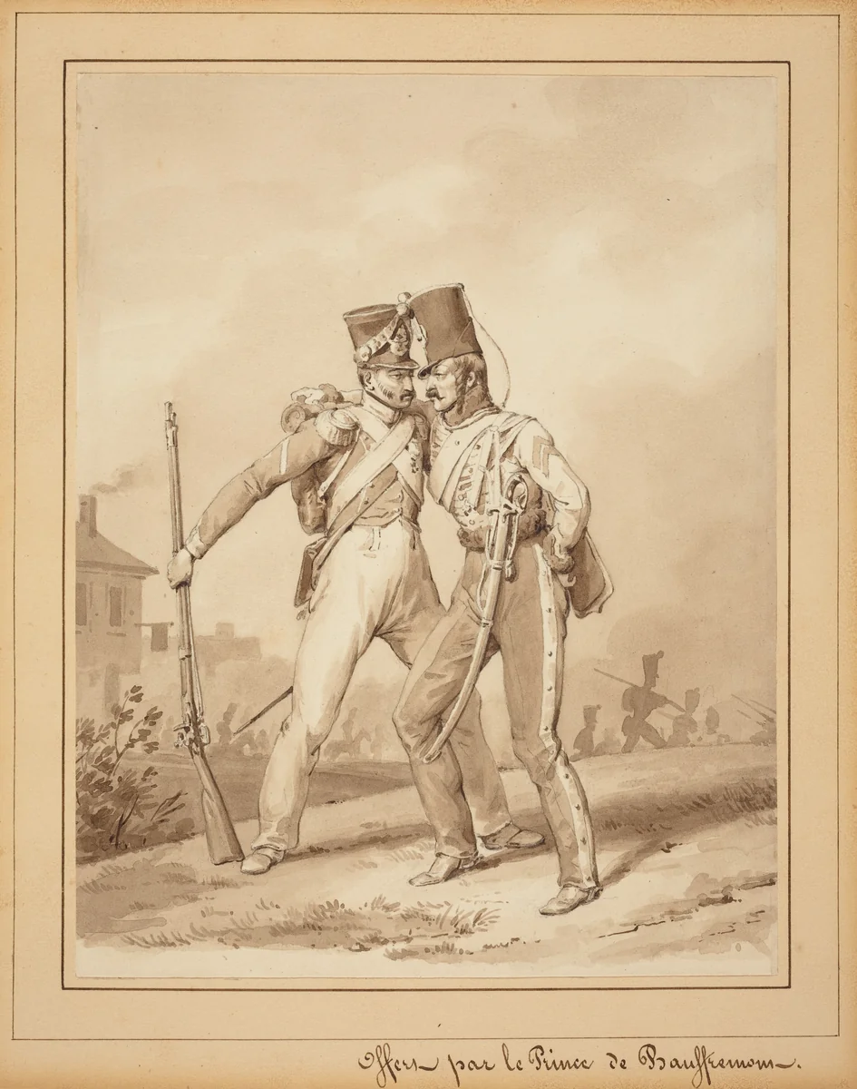 Two Grenadiers by Victor Adam, drawing, 1801-1866