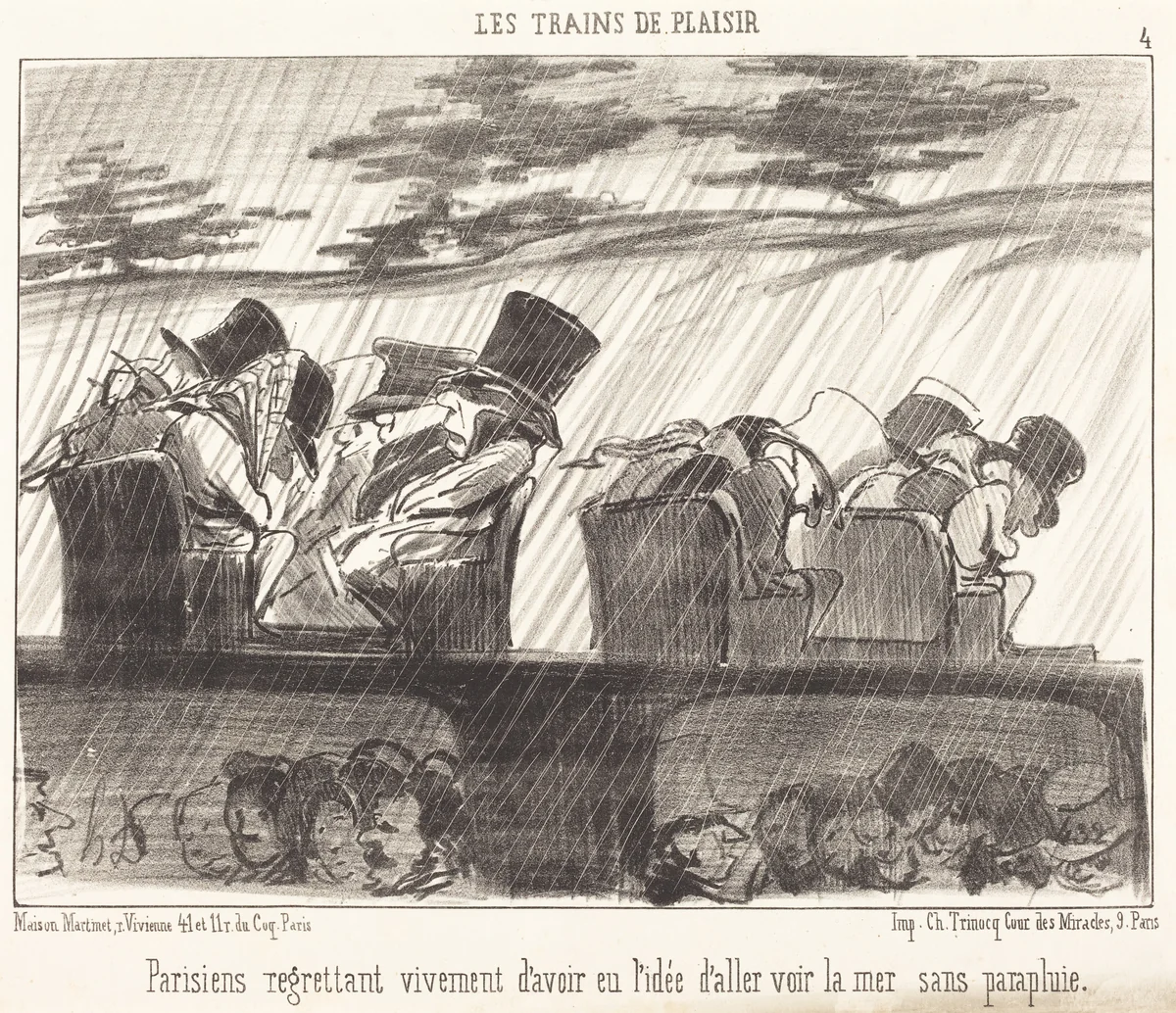 Parisiens regrettant vivement... by Honoré Daumier, print, 1852