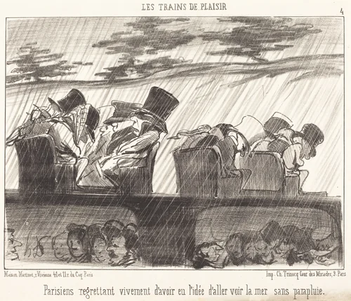 Parisiens regrettant vivement... by Honoré Daumier, print, 1852