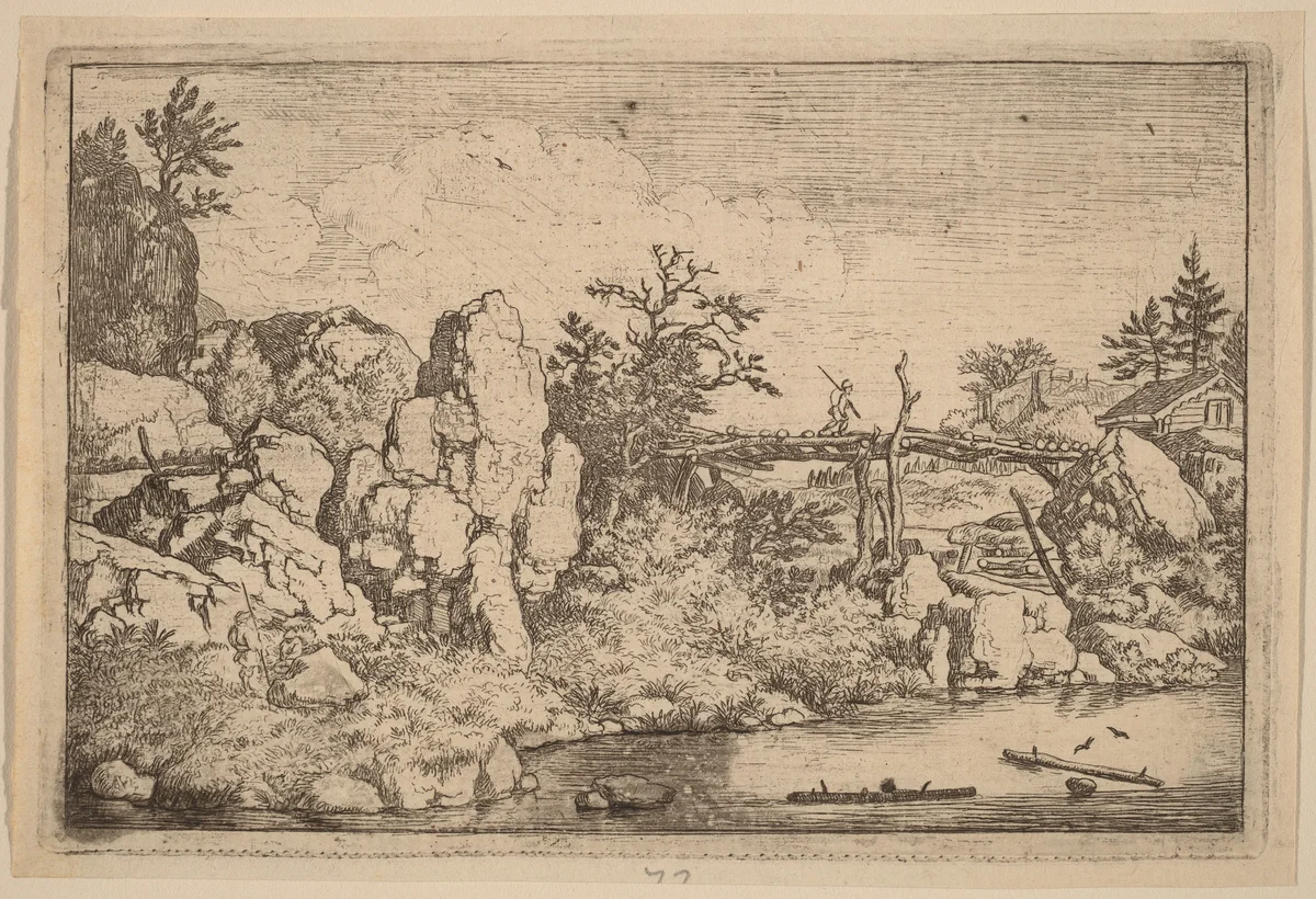 Two Logs in the Water by Allart van Everdingen, print, 1645-1656