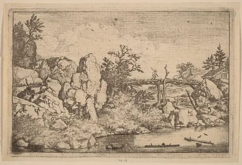 Two Logs in the Water by Allart van Everdingen, print, 1645-1656