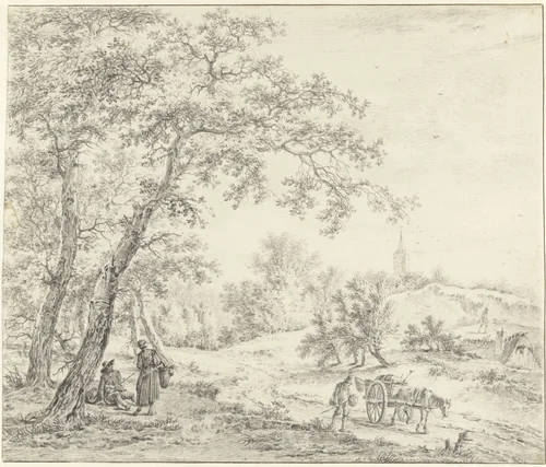 Noord-Hollands landschap (Egmond richting Castricum?) by Pieter Pietersz. Barbiers, drawing, 1759-1842