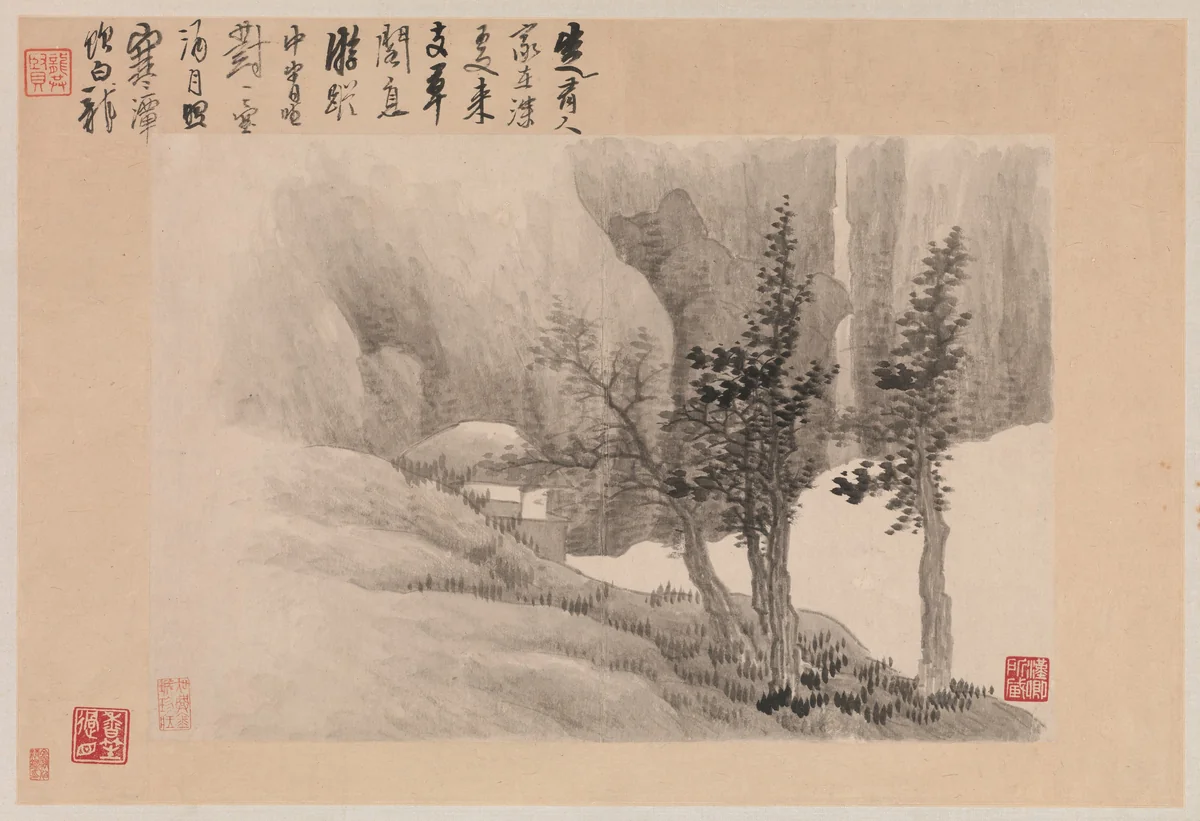 Landscapes with Poems by Gong Xian (龔賢), painting, 1688