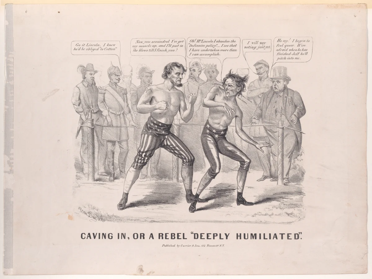 Caving In, or a Rebel "Deeply Humiliated" by Benjamin Henry Day Jr., print, 1864-1865