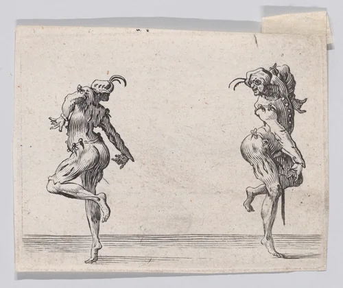 Reverse Copy of Les Deux Pantalons se Tournant le Dos (Two Men in Pantsuits Turned Away from Each Other), from "Les Caprices" by anonymous, print, 1620-1700