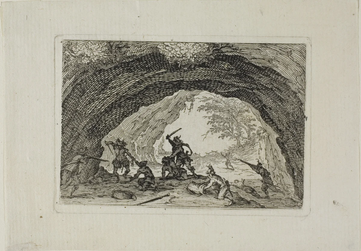 The Cavern of Brigands, from The Caprices by Jacques Callot, print, 1617-1627